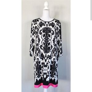 ELIZA J Black White Pink Paisley Shift Dress, Size 4